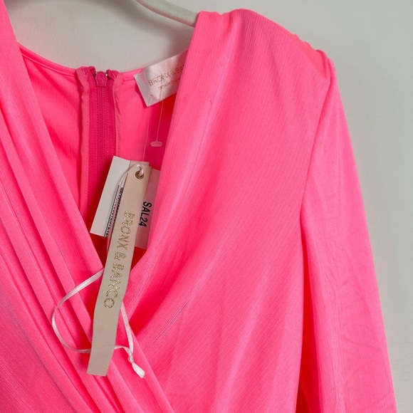 Bronx and Banco Electric Barbie Pink Fringe Belted Maxi Dress Size Medium - Picture 9 of 10